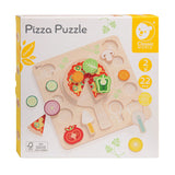 Klasyczna drewniana zabawka w kształcie pizzy 22 elementy edukacyjne.