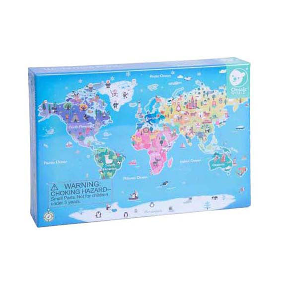 Klasyczny świat drewniane puzzle mapa świata zabawki edukacyjne 48 sztuk.