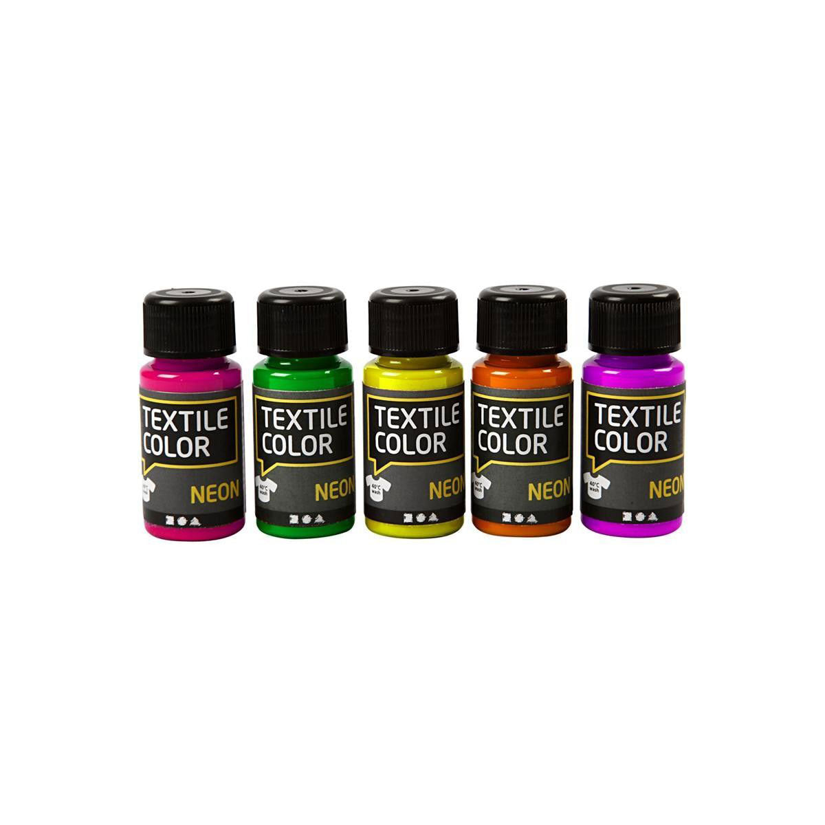 Farba tekstylna neonowa firmy Creativ - zestaw 5 kolorów, 50ml