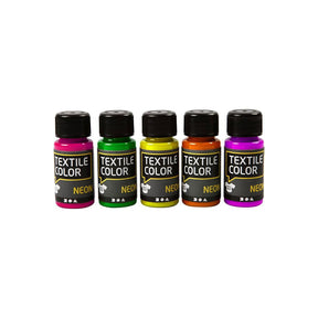 Farba tekstylna neonowa firmy Creativ - zestaw 5 kolorów, 50ml
