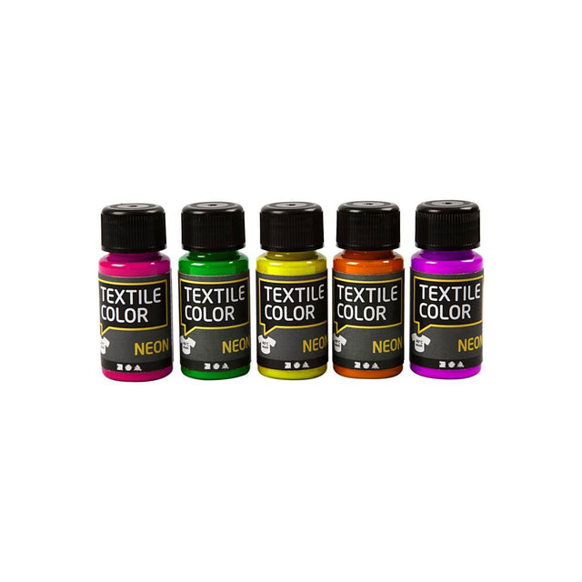 Farba tekstylna neonowa firmy Creativ - zestaw 5 kolorów, 50ml
