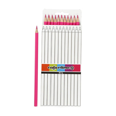 Kredki trójkątne Colortime - różowe, 12 szt.
