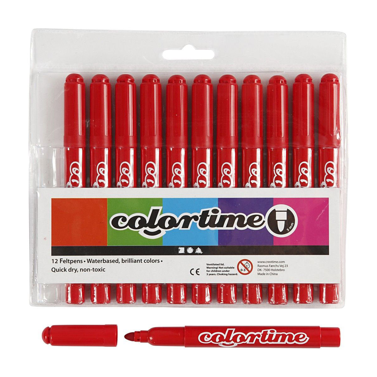 Markery firmy Creativ czerwone jumbo, 12 szt.