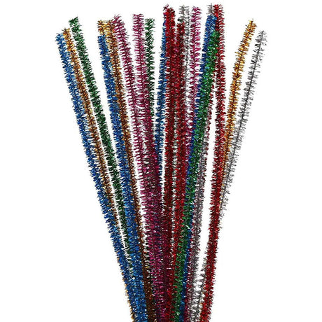 Drut szenilowy firmy Creativ mocne kolory brokat 30cm, 24 szt.
