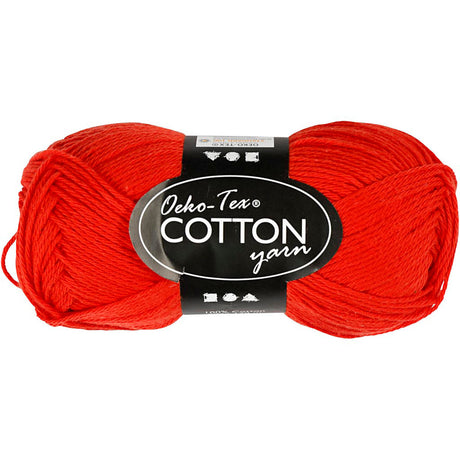 Włóczka bawełniana firmy Creativ, czerwona, 50gr, 170m