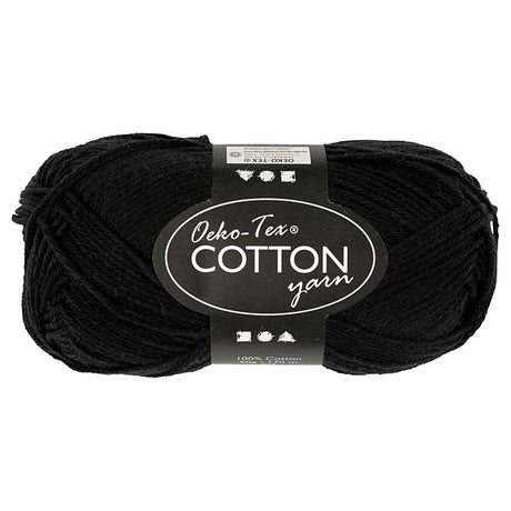 Włóczka bawełniana firmy Creativ, czarna, 50gr, 170m