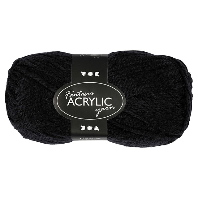 Włóczka akrylowa firmy Creativ, czarna, 50gr, 80m