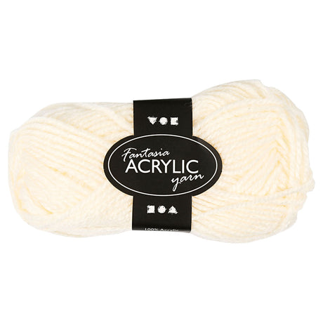 Włóczka akrylowa firmy Creativ w kolorze złamanej bieli, 50gr, 80m