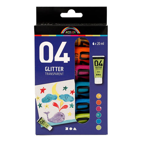 Creativ Company Children's Children Acrylic Glitter Kolor, 6x20 ml