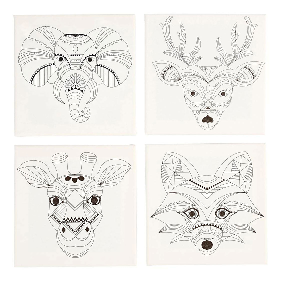 Creativ Company Canvas with Animal Print, 4st.