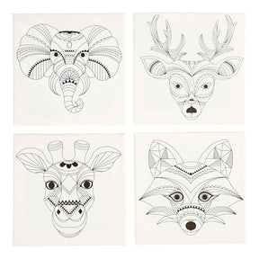 Creativ Company Canvas with Animal Print, 4st.