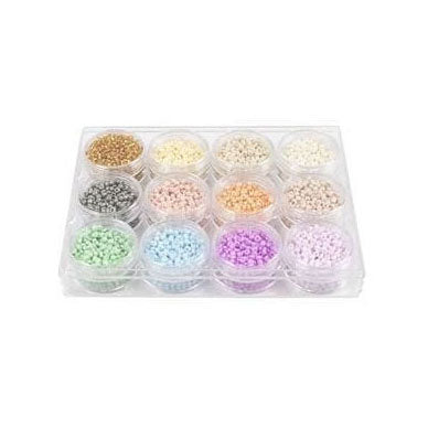 Creativ Company Rocailles okrągłe szklane koraliki 3 mm pastelowe kolory, 12x17 gramów