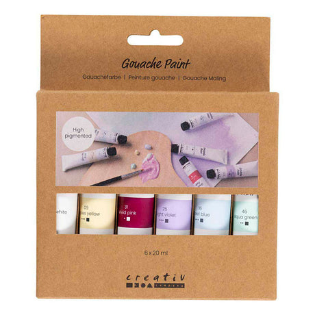Farba gwaszowa firmy Creativ w pastelowych kolorach - 6x20ml.