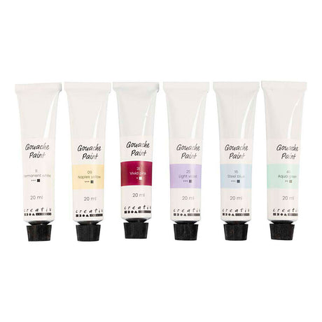 Farba gwaszowa firmy Creativ w pastelowych kolorach - 6x20ml.
