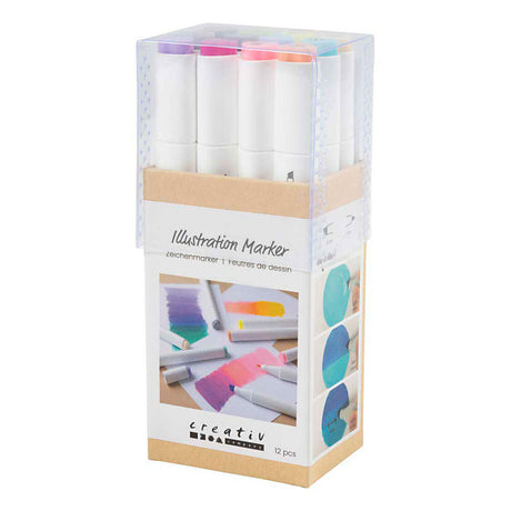 Pisak firmy Creativ szerokość linii 1+8mm kolory pastelowe - 12 szt.