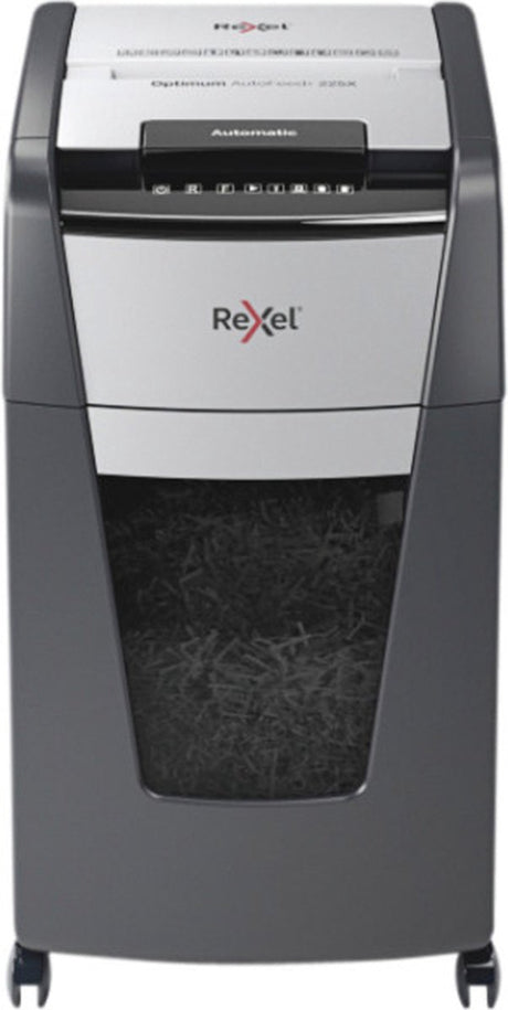 Niszczarka Rexel Optimal Autofeed+ 225x cicha niszczarka papieru - niszczarki p4 - automatyczne podawanie do 225 arkuszy - 60l - czarna