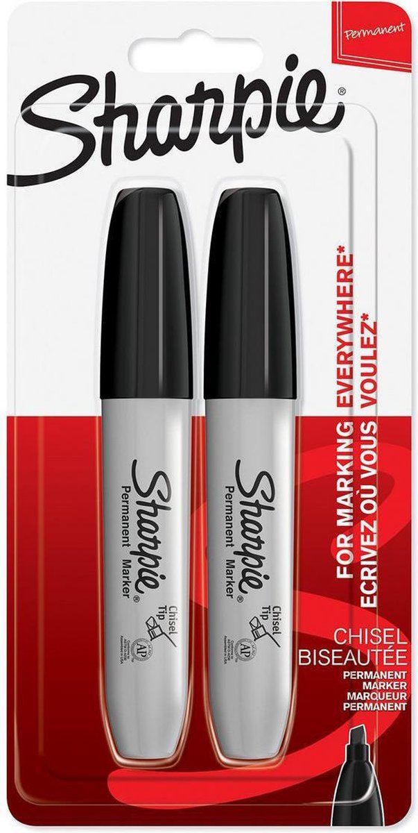 Markery permanentne Sharpie | punkt dłuta | czarny | 2 szt