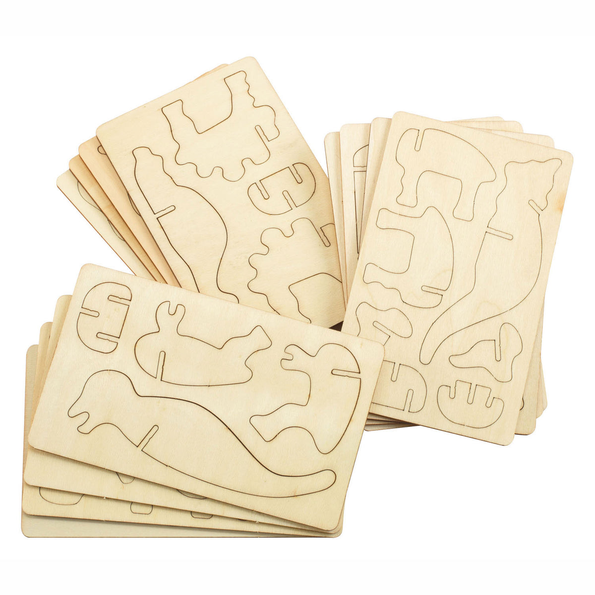 Koloracje Bouwpacket Houten 3D Dinosaurus, zestaw 4