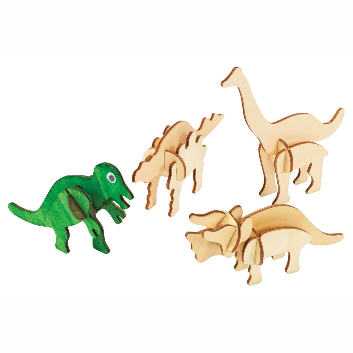 Koloracje Bouwpacket Houten 3D Dinosaurus, zestaw 4