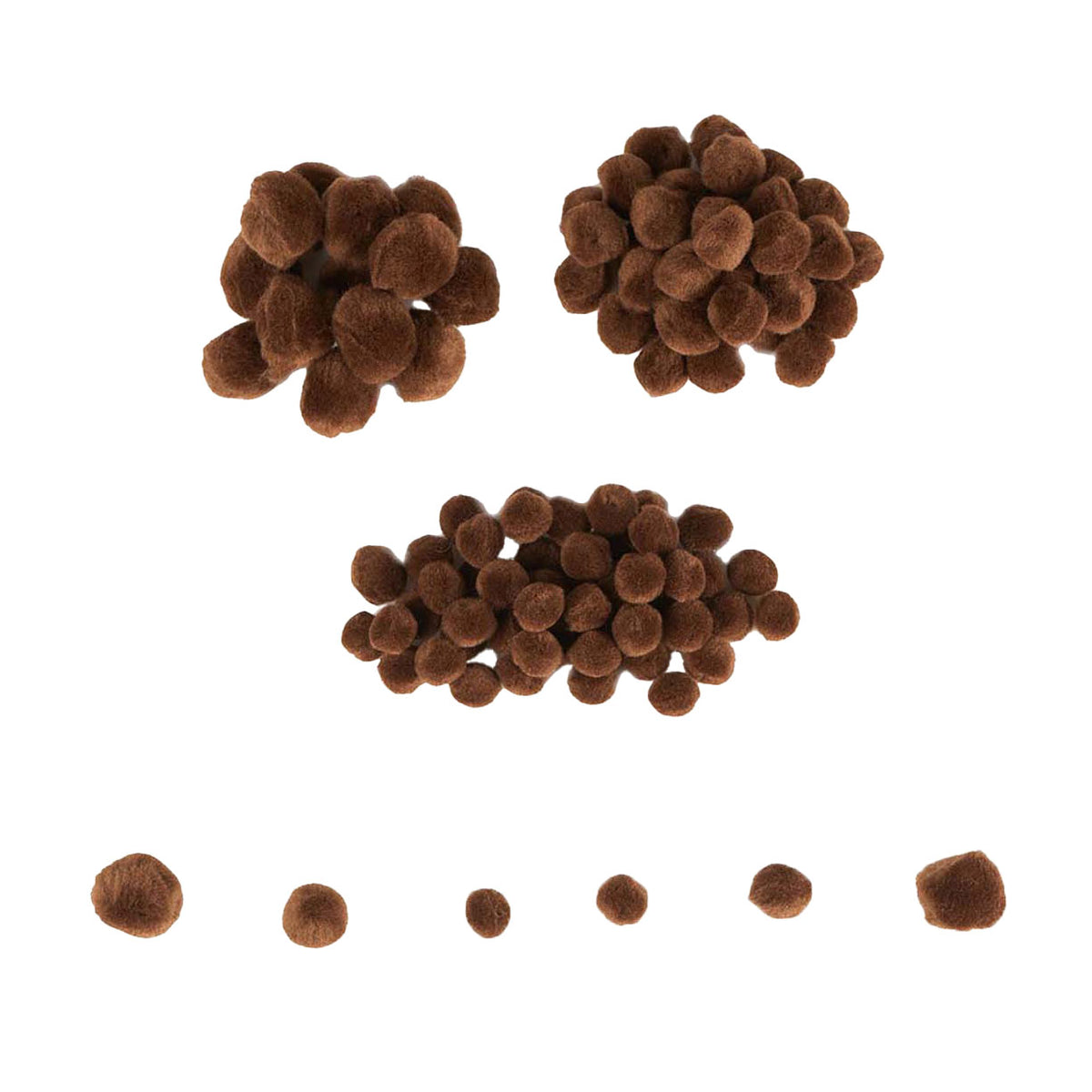 Koloryzacje - mini pompony brązowe, 100 szt.