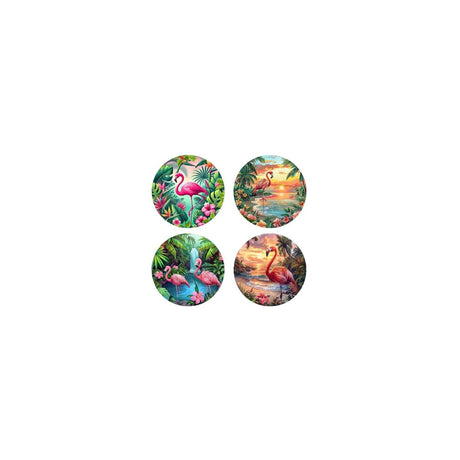 Onderzetters flamingo ø10,3cm set a 4 stuks in doosje