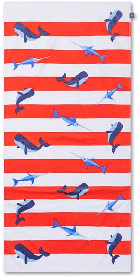 Niezbędne artykuły do pływania - ręcznik plażowy - 135 x 65 cm - ręcznik - w paski - 100% bawełna - czerwono-biały