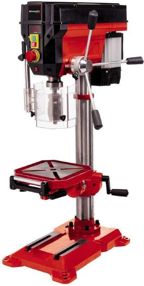 Wiertarka kolumnowa Einhell te-bd 750 e - 750 w - 450-2500 t min - b16 - mk2 - bezkluczowy uchwyt wiertarski: ø1-16 mm - max. głębokość wiercenia: 80 mm - stół do wiercenia: 243x243 mm - stół do wiercenia jest uchylny, obrotowy i ma regulowaną wysokość
