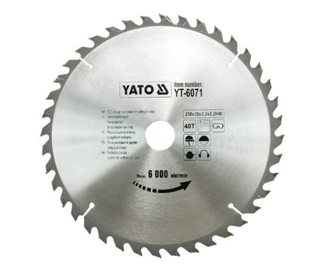 Piła tarczowa Yato ø250 mm - 40t - średnica wewnętrzna 30 mm