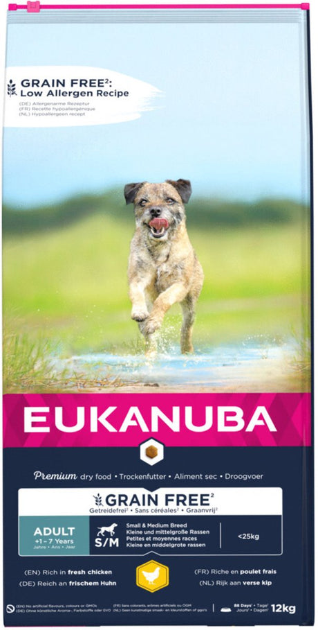 Eukanuba dla dorosłych, mały, średnioziarnisty, kurczak - karma dla psów - 12 kg