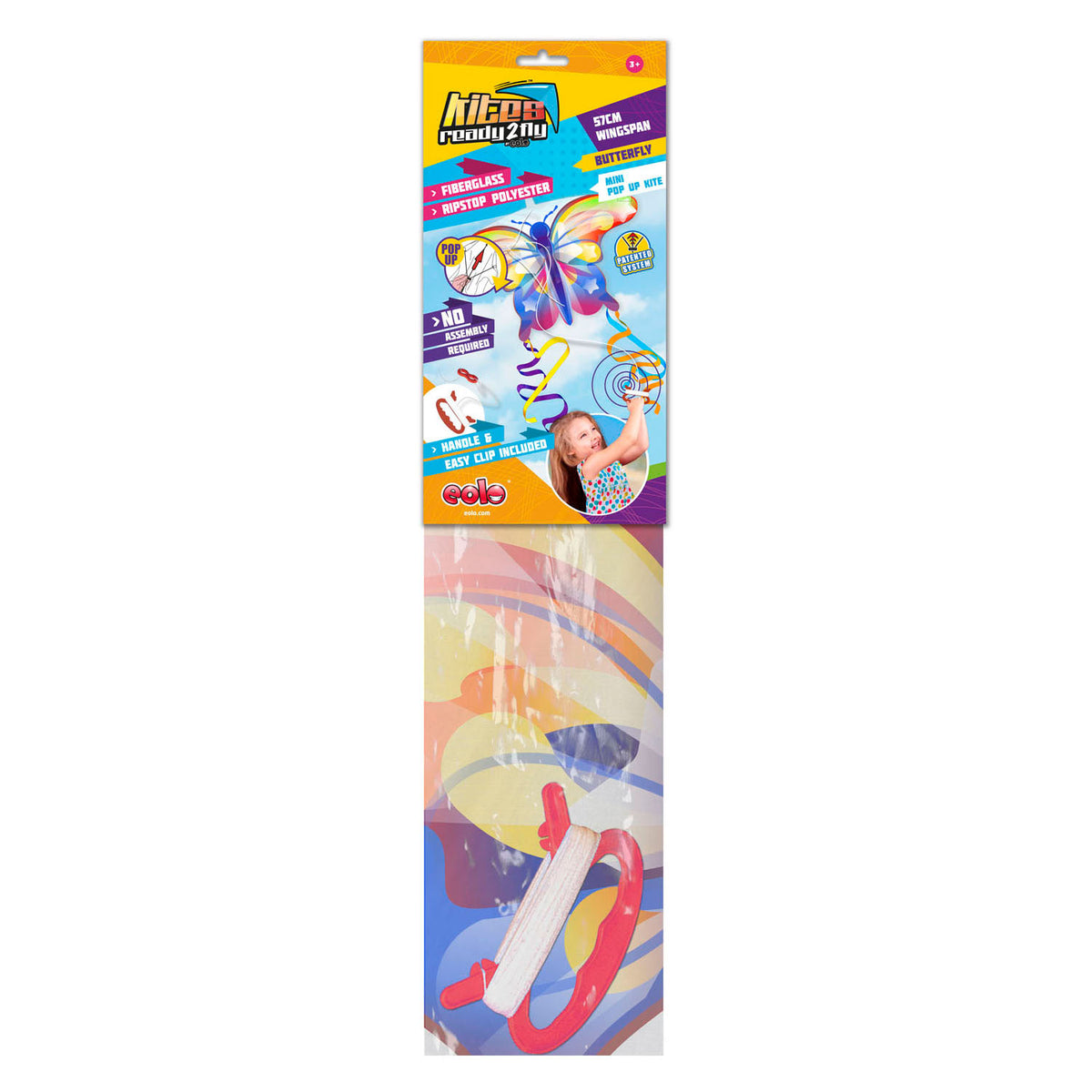 Latawce gotowe 2 muchy - pop -up mini nylon vlieger vlinder tęczy