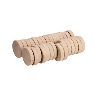 Zestaw krążków do shuffleboardu Longfield, drewno brzozowe, duże - zestaw 30 wydrążonych, toczonych krążków ø 52 mm - do shuffleboardu, zawodów rekreacyjnych -