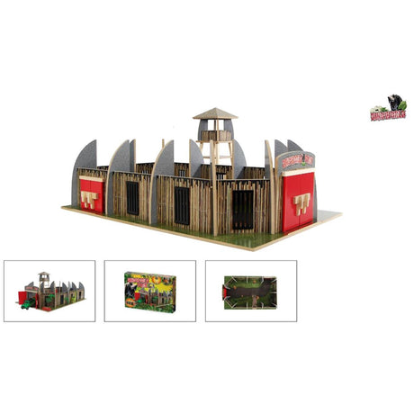 Dinoworld Wooden Dinosaur Park z zestawem do gry w strażnik
