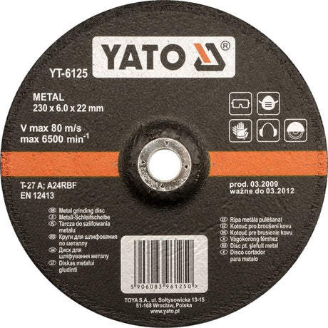 Yato metalen slijpschijf 125*6,0*22 6124