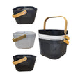 Plastikowy kosz z drewnianą rączką 24,5x24xw17,5cm