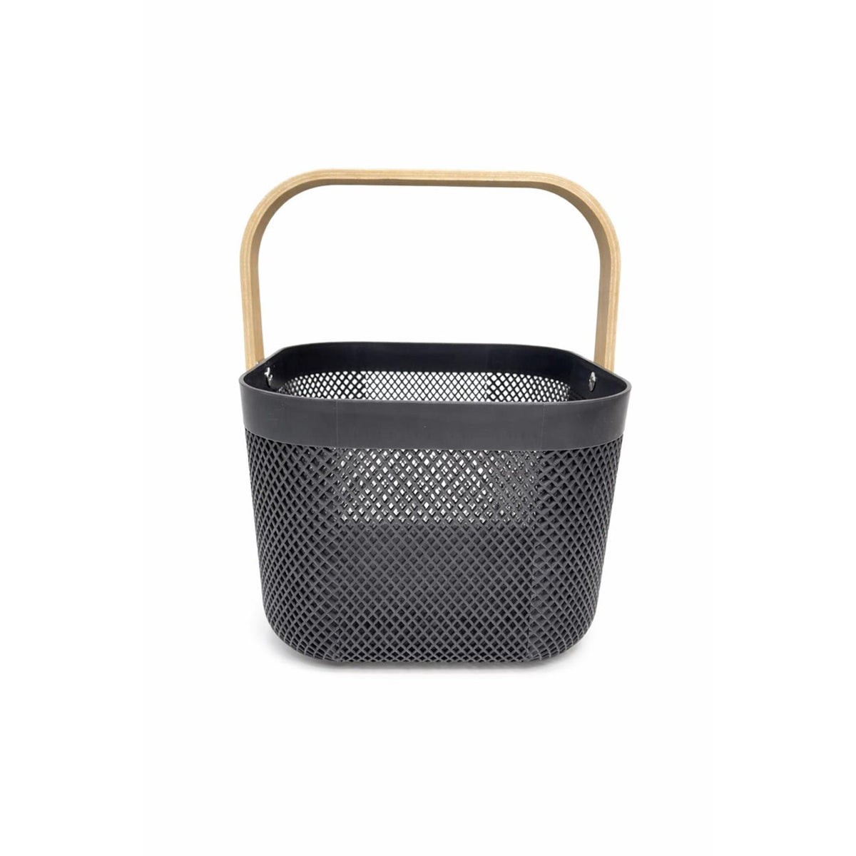 Plastikowy kosz z drewnianą rączką 24,5x24xw17,5cm