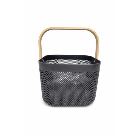 Plastikowy kosz z drewnianą rączką 24,5x24xw17,5cm