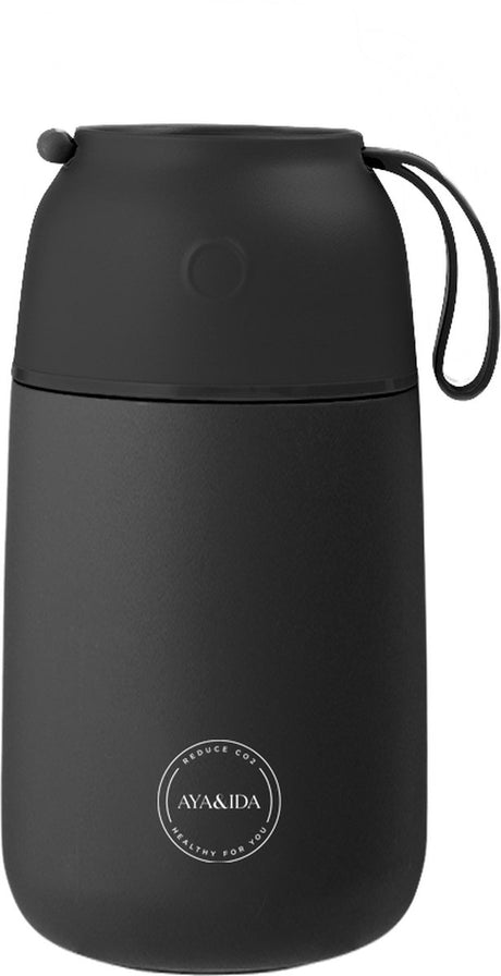Aya ida - foodie - butelka termosowa - pojemnik na żywność - 700ml - czarny mat