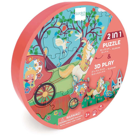 Puzzle Scratch Play 3D - Księżniczka - 33x23,1cm - 32 elementy - 3 lata