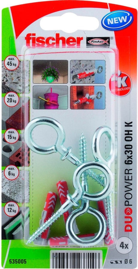 Seria Fischer duopower - wtyczka - 6x30mm - inteligentna - nylon - w zestawie hak z oczkiem
