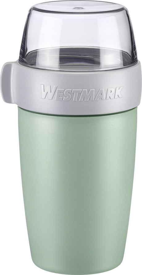 Pojemnik na lunch w kubku do musli Westmark, z 2 szczelnymi przegródkami: 200 ml + 500 ml, plastik, naturalny, wolny od BPA, miętowo-zielony szary przezroczysty, 5285226m
