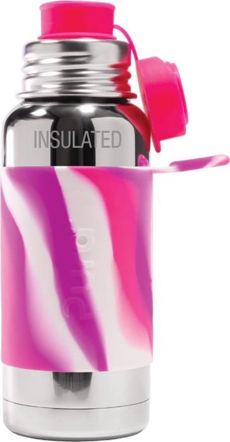 Termosowa butelka sportowa Pura 475 ml - butelka do picia - butelka na wodę - nie zawiera plastiku - nie rdzewieje - można myć w zmywarce - zawiera rękaw sportowy i czapkę sportową - wymienna górna część - uniwersalny - różowy
