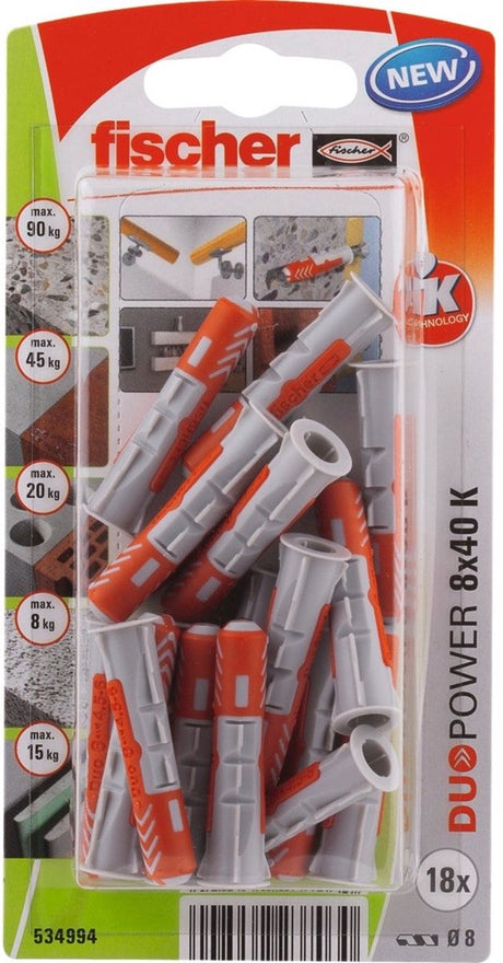 Wtyczka uniwersalna Fischer duopower - 8 x 40 mm - 18 sztuk