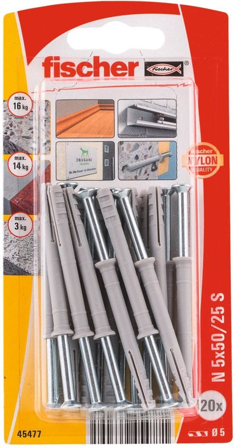 Fischer 045477 n 5 x 50 25 s k nv kołek do paznokci 50 mm 5 mm 1 zestaw(y)