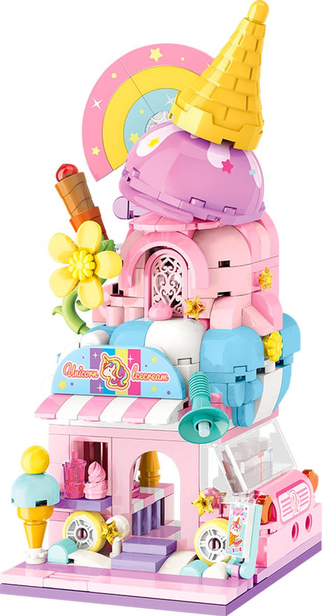 Geronimo games keepplay - unicorn ice cream shop - - city corner - building blocks - vanaf 6 jaar oud