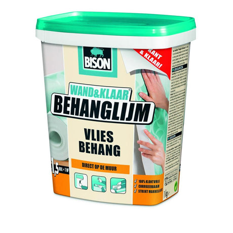 Bison wall Ready® klej do tapet z włókniny w doniczce 1 kg, gotowy do użycia, łatwy w aplikacji, z możliwością korekty, dobra przyczepność, do wszystkich rodzajów tapet na podłożu włókninowym