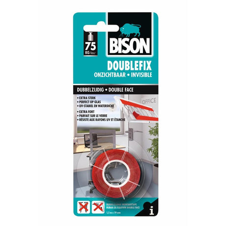 Taśma montażowa Bison doublefix dwustronna niewidoczna 19mm x 1,5m