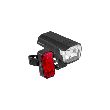 Trelock verlichtingsset lighthammer 100 usb set - 100 lux, zwart