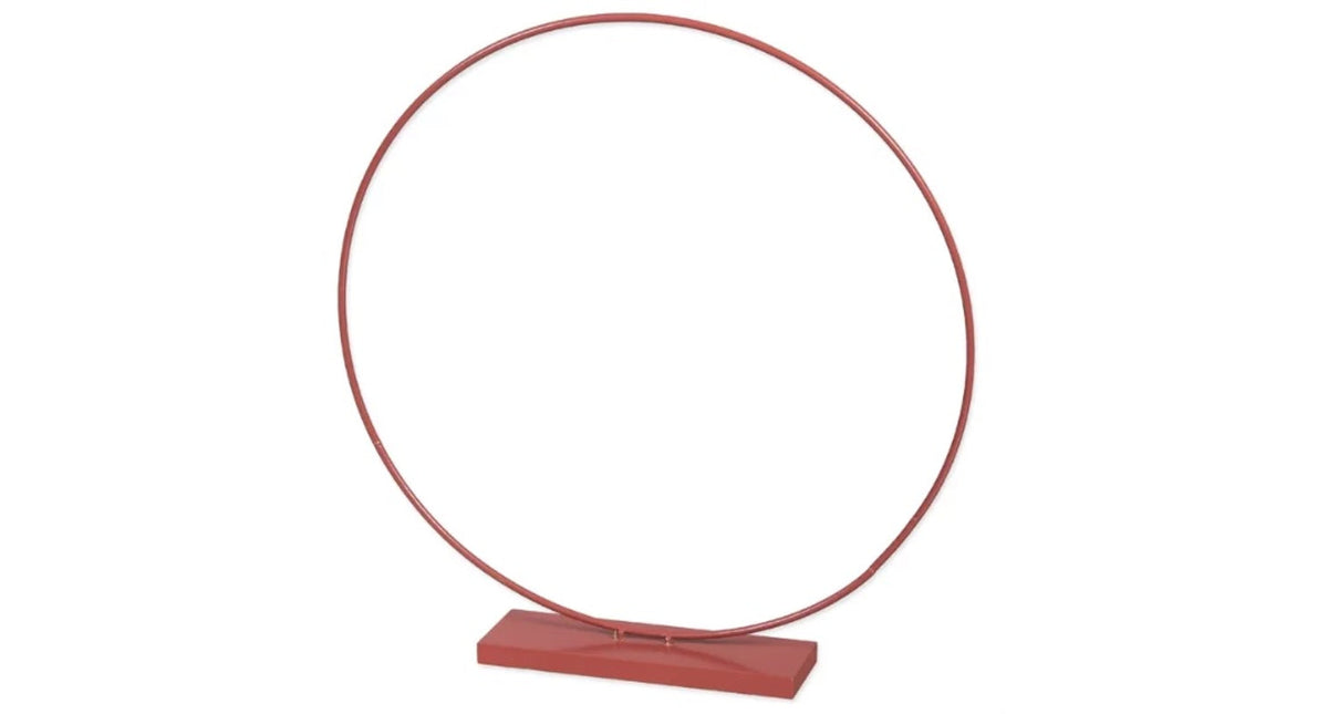 Metalen ring op houten voet ø 35 cm rosewood