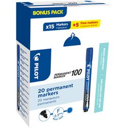 Marker permanentny pilot 100 1mm niebieski opakowanie 20 sztuk