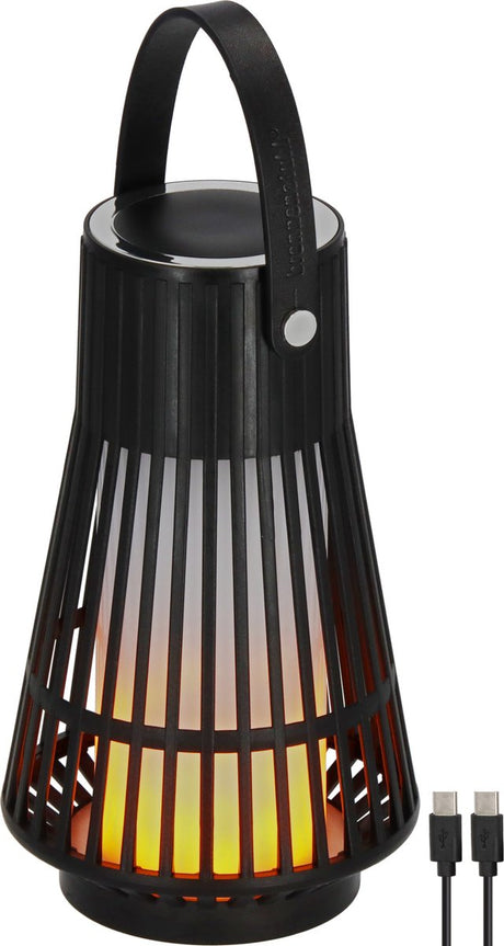Ładowalna lampa zewnętrzna LED Brennerstuhl FL 100 A (IP44, efekt płomienia, wymienny akumulator, maks. 20 godzin świecenia, funkcja ładowania USB C, lampa kempingowa, nastrojowe oświetlenie do ogrodu na zewnątrz)